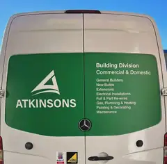 ATKINSONS Building Division van listing its trades