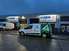ATKINSONS vans outside Screwfix first thing in the morning
