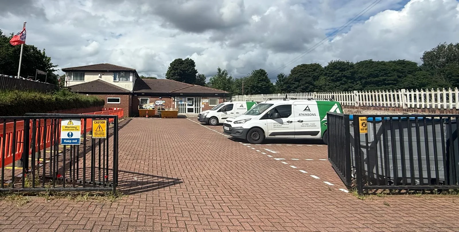 ATKINSONS branded vans at the company yard and office in the North East